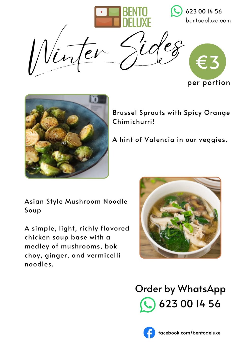 The Bento Deluxe sides card for 20 February 2025, listing More Side Veggies!