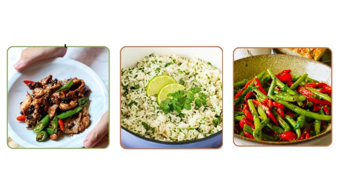 This week's bento, Pork & Black Bean Sauce, Cilantro Lime Rice, Sauteed Peppers & String Beans